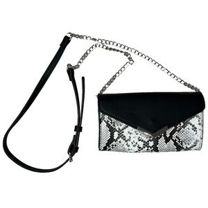 Snakeskin Reptile Animal Print Crossbody Small Clutch Purse Classic Neutral Chic